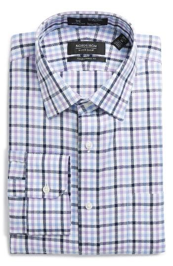Men's Nordstrom Men's Shop Smartcare(tm) Traditional Fit Plaid Dress Shirt 33 - Purple