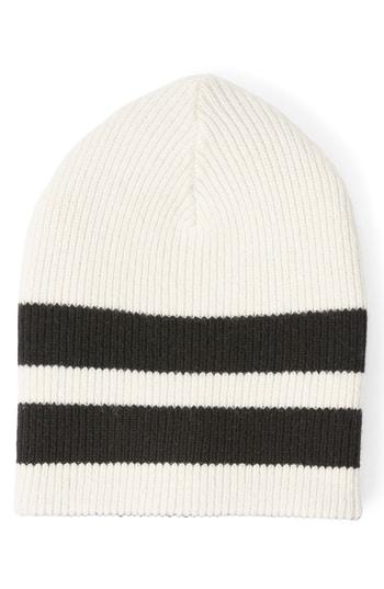 Men's Club Monaco Sport Stripe Reversible Merino Wool Beanie - White