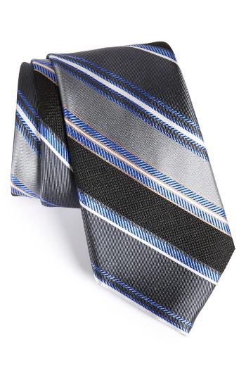 Men's Nordstrom Men's Shop Regal Stripe Silk Tie, Size - Black