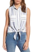 Women's Cupcakes And Cashmere Jaylee Stripe Sleeveless Blouse - Ivory