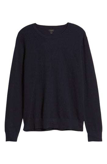 Men's J.crew Cotton & Cashmere Pique Crewneck Sweater - Blue