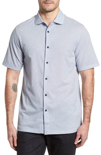 Men's Bugatchi Regular Fit Microprint Sport Shirt - Blue