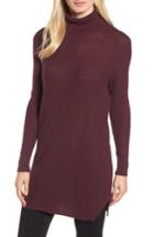 Women's Halogen Turtleneck Tunic Sweater - Burgundy