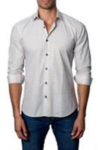 Men's Jared Lang Trim Fit Gingham Sport Shirt - Beige