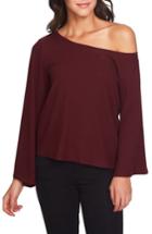 Women's 1.state The Cozy Bell Sleeve One Shoulder Top - Burgundy