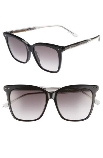 Women's Bottega Veneta 54mm Square Sunglasses - Black