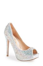 Women's Lauren Lorraine 'candy' Crystal Peep Toe Pump .5 M - Metallic
