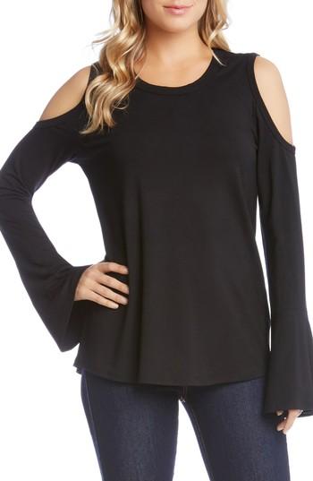 Women's Karen Kane Cold Shoulder Bell Sleeve Top - Black
