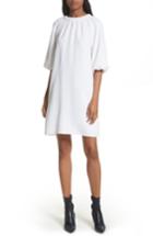 Women's Tibi Shirred Neck Mica Crepe Shift Dress - White