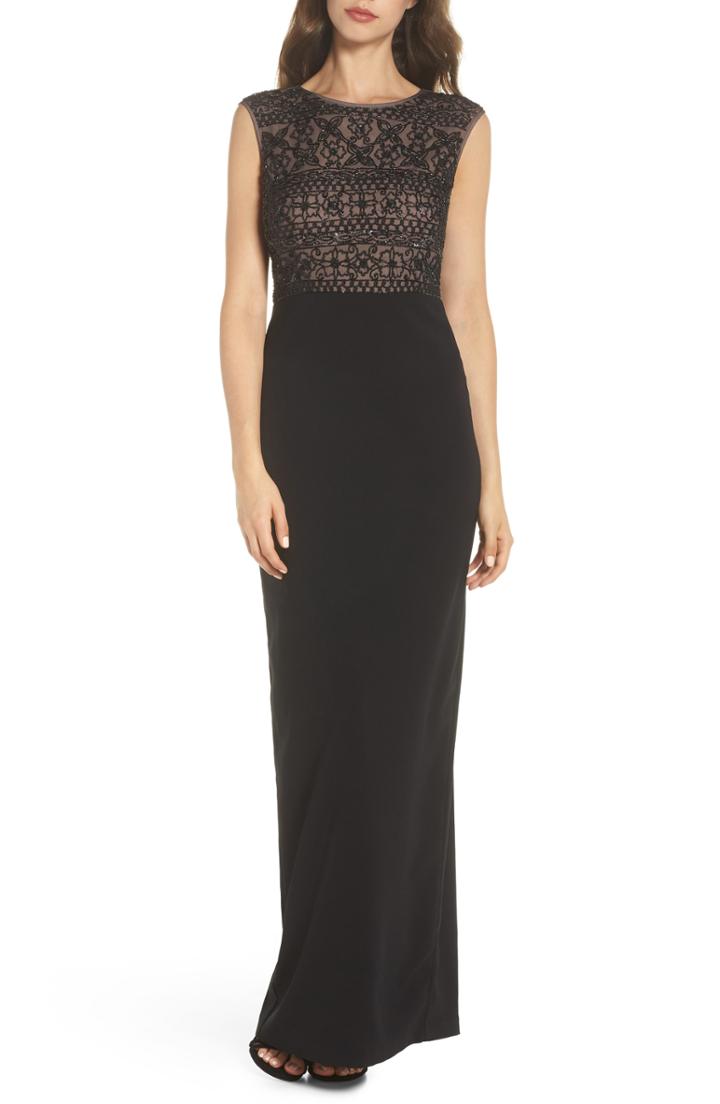 Women's Adrianna Papell Beaded Mesh Bodice Gown