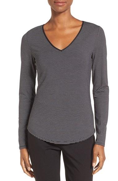 Women's Nordstrom Collection Stripe Stretch Modal Top