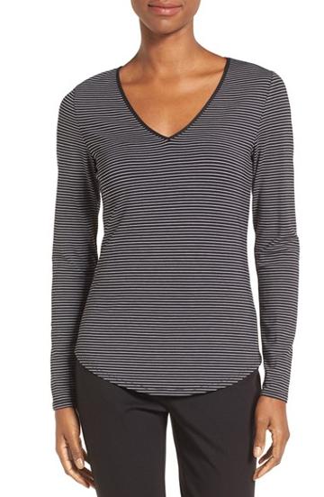 Women's Nordstrom Collection Stripe Stretch Modal Top