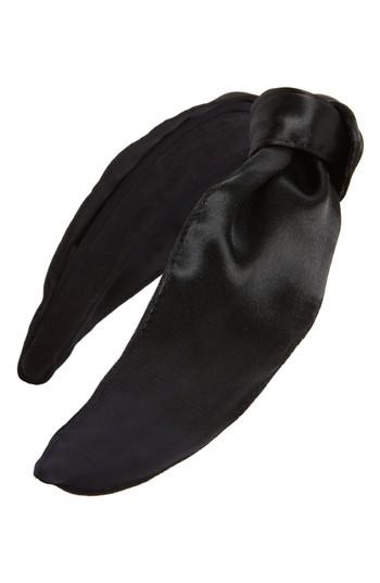Cara Shiny Satin Knotted Head Wrap, Size - Black