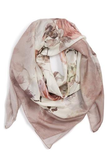 Women's Max Mara Kabir Large Printed Square Silk Scarf, Size - Pink