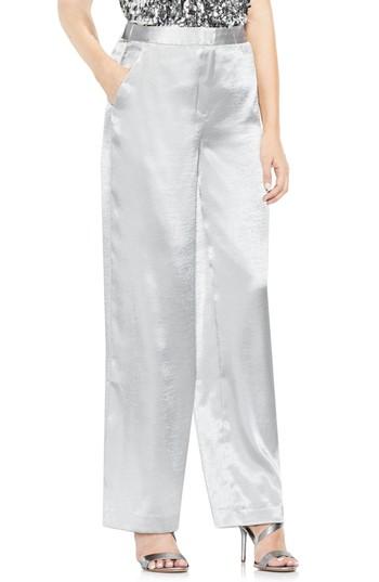 Petite Women's Vince Camuto Wide Leg Hammered Satin Pants P - Metallic