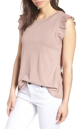 Women's Bobeau Pleat Ruffle Trim Tank - Pink