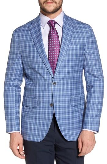 Men's David Donahue Arnold Classic Fit Plaid Wool Sport Coat R - Blue