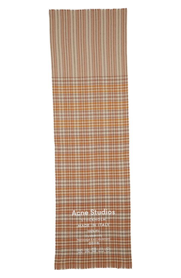 Women's Acne Studios Check Wool Scarf, Size - Brown