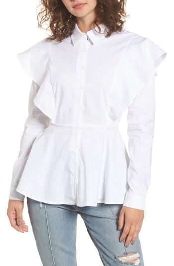 Women's Chloe & Katie Ruffle Shoulder Peplum Top