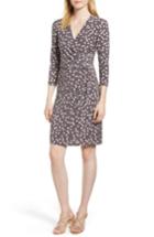 Women's Anne Klein Large Dot Draped Front Dress - Grey