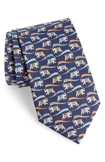 Men's Salvatore Ferragamo Vilco Print Silk Tie, Size - Blue