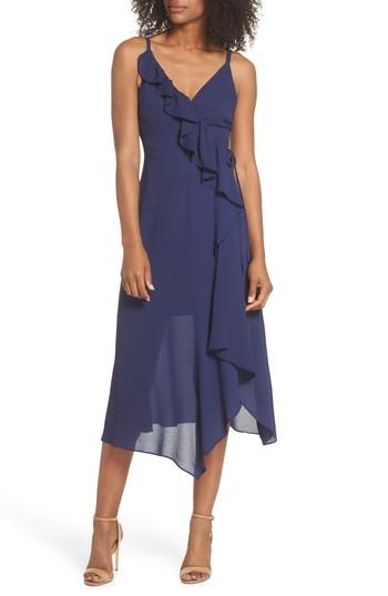 Women's Clover And Sloane Georgette Faux Wrap Dress - Blue