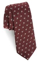 Men's Paul Smith Floral Print Skinny Tie, Size - Burgundy