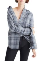 Women's Madewell Bristol Plaid Flannel Shirt, Size - Grey