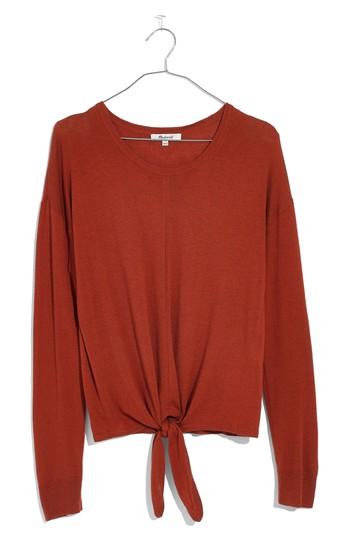 Women's Madewell Modern Tie Front Sweater - Orange