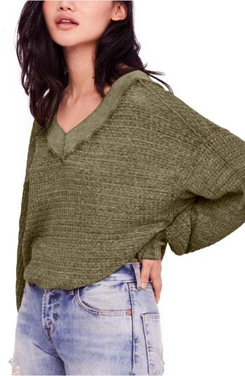Women's Free People South Side Thermal Top, Size - Green