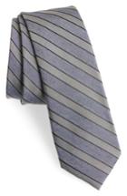 Men's Calibrate Stripe Silk Blend Skinny Tie, Size - Black
