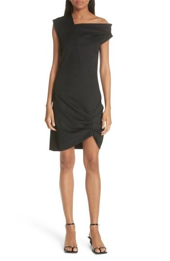 Women's Helmut Lang One Shoulder Ruched Hem Dress - Black