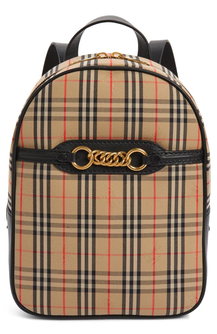 Burberry Link Vintage Check Canvas Backpack - Brown