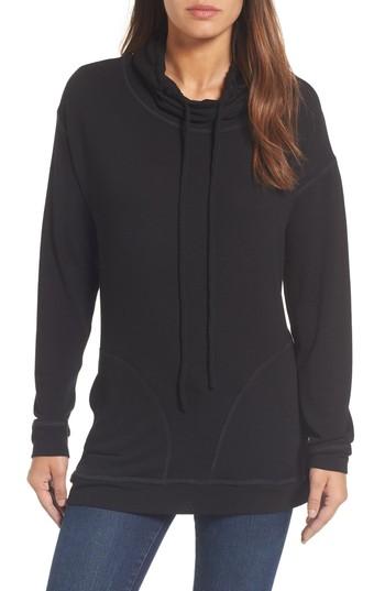 Women's Caslon Drawstring Cowl Tunic Top - Black