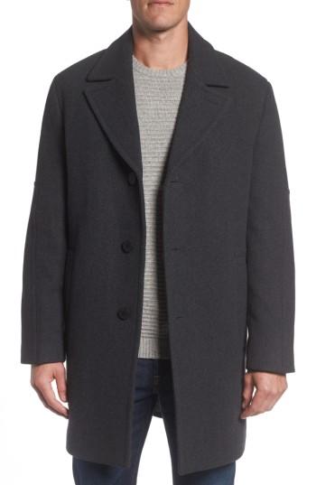 Men's Andrew Marc Herringbone Wool Blend Car Coat - Grey