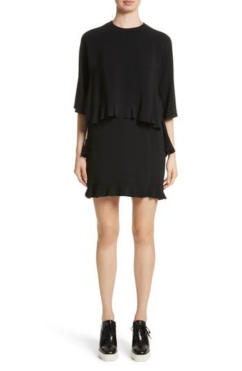 Women's Stella Mccartney Ruffle Overlay Stretch Cady Dress Us / 34 It - Black