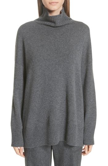 Women's Lafayette 148 New York Relaxed Cashmere Turtleneck Sweater - Grey