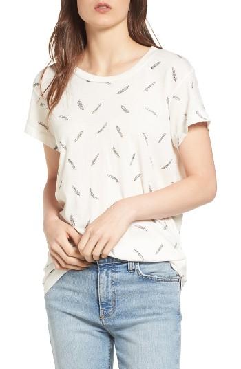 Women's Current/elliott The Crewneck Feather Print Tee - White