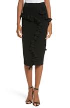 Women's Milly Abstract Ruffle Skirt, Size - Black