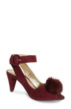 Women's Seychelles Seduce Genuine Rabbit Fur Pompom Sandal M - Burgundy