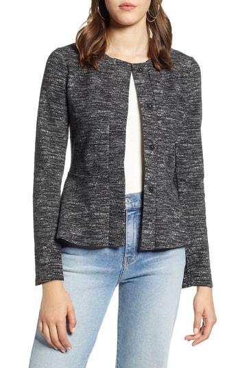 Women's Halogen Jacquard Peplum Jacket, Size - Black
