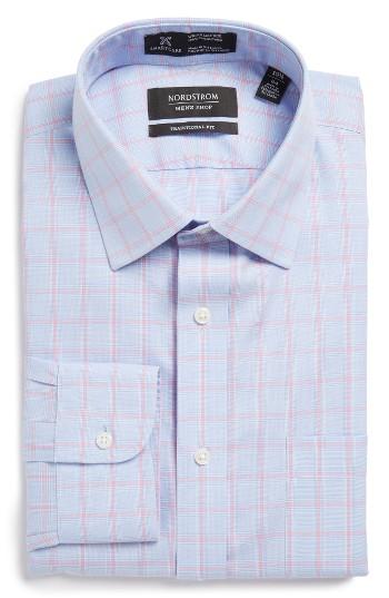Men's Nordstrom Men's Shop Smartcare(tm) Traditional Fit Plaid Dress Shirt .5 34 - Pink