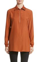 Women's Lafayette 148 New York Daryn Matte Silk & Knit Combo Blouse - Orange