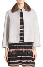 Women's Red Valentino Embossed Leather Jacket With Genuine Mink Fur Collar
