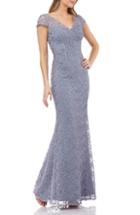 Women's Js Collections Illusion Yoke Soutache Evening Dress - Grey