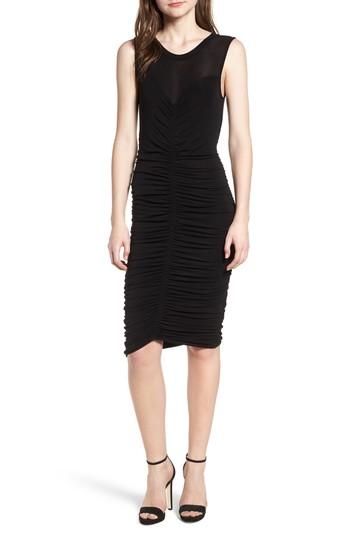 Women's Trouve Shirred Dress, Size - Black