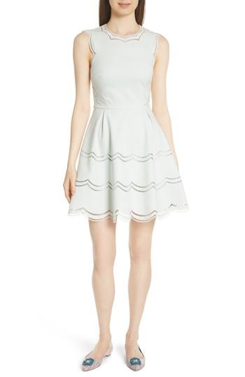 Women's Ted Baker London Embroidered Skater Dress - Ivory