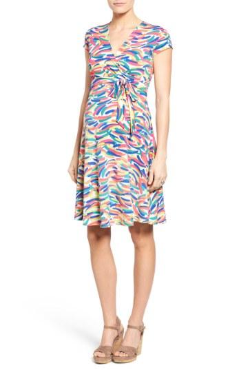 Women's Leota Cap Sleeve Faux Wrap Maternity Dress - White