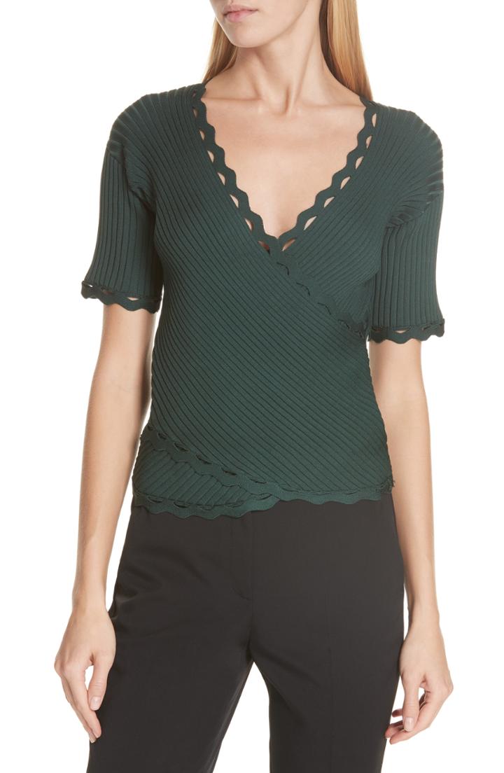 Women's Jonathan Simkhai Zigzag Trim Top - Green