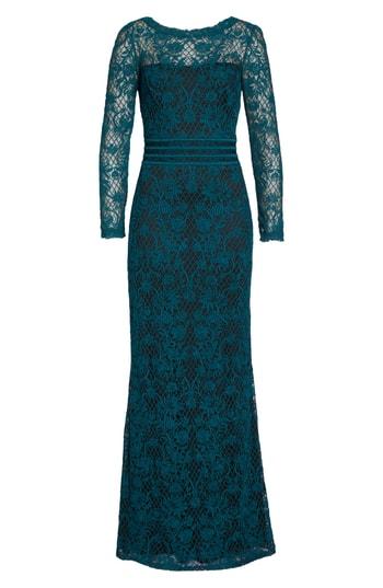 Women's Tadashi Shoji Embroidered Lace Gown - Green